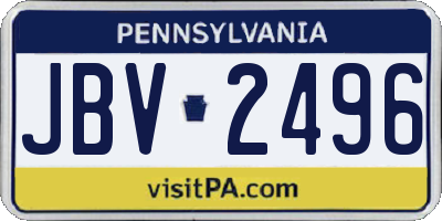 PA license plate JBV2496