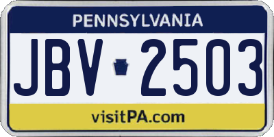 PA license plate JBV2503