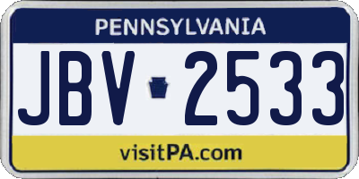 PA license plate JBV2533