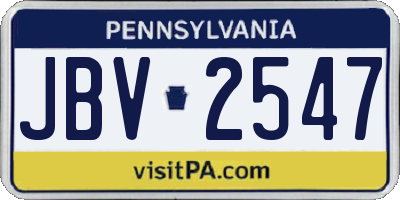 PA license plate JBV2547