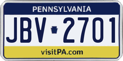 PA license plate JBV2701