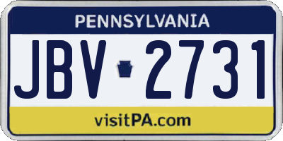 PA license plate JBV2731