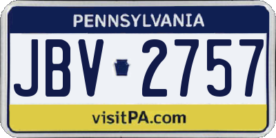 PA license plate JBV2757
