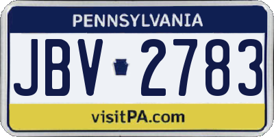 PA license plate JBV2783