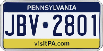 PA license plate JBV2801