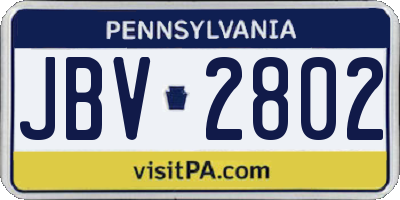 PA license plate JBV2802