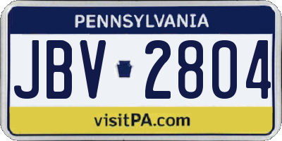 PA license plate JBV2804