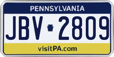 PA license plate JBV2809