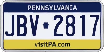 PA license plate JBV2817
