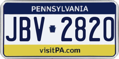 PA license plate JBV2820
