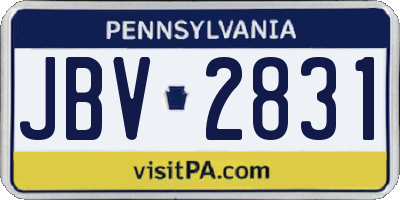PA license plate JBV2831