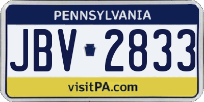PA license plate JBV2833