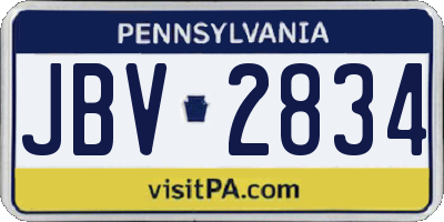 PA license plate JBV2834