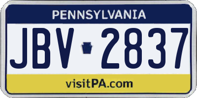 PA license plate JBV2837