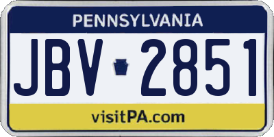 PA license plate JBV2851