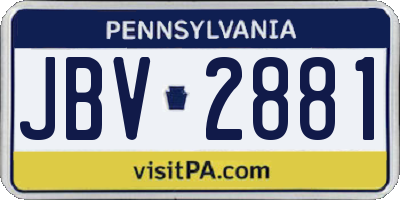 PA license plate JBV2881