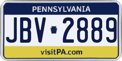 PA license plate JBV2889