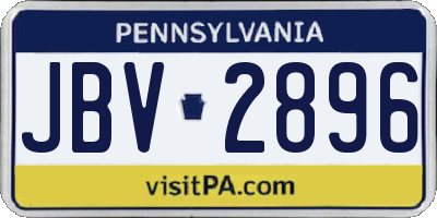 PA license plate JBV2896
