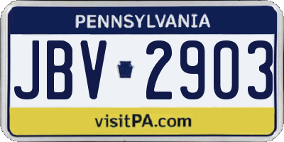 PA license plate JBV2903
