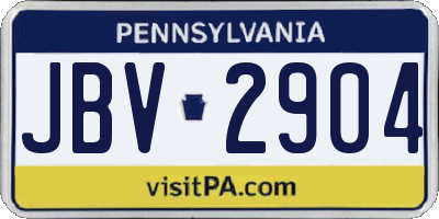 PA license plate JBV2904