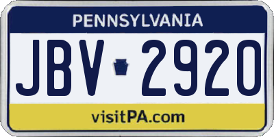 PA license plate JBV2920