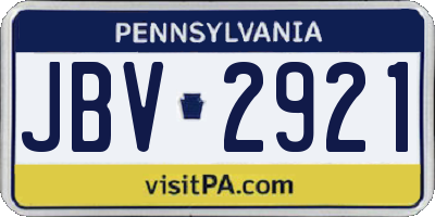 PA license plate JBV2921