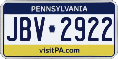 PA license plate JBV2922