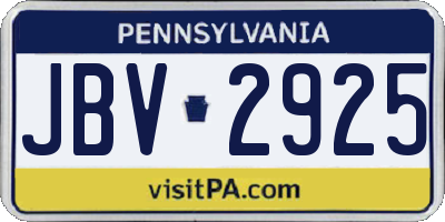 PA license plate JBV2925