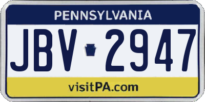 PA license plate JBV2947