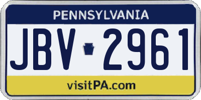 PA license plate JBV2961