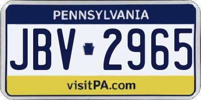 PA license plate JBV2965