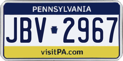 PA license plate JBV2967