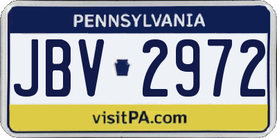 PA license plate JBV2972
