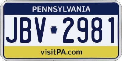 PA license plate JBV2981