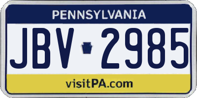 PA license plate JBV2985