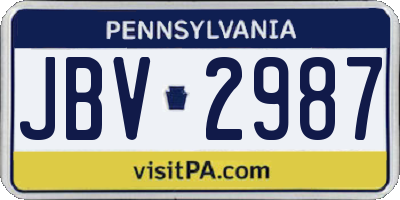 PA license plate JBV2987