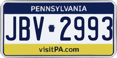 PA license plate JBV2993