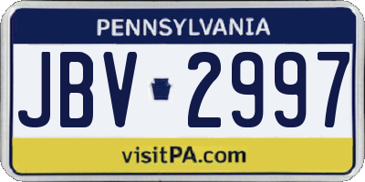 PA license plate JBV2997