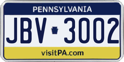 PA license plate JBV3002