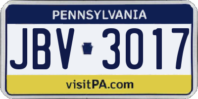 PA license plate JBV3017