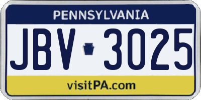 PA license plate JBV3025