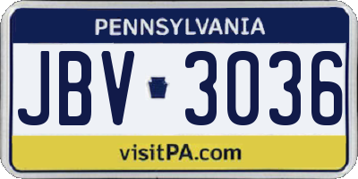 PA license plate JBV3036