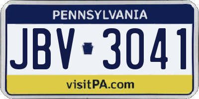 PA license plate JBV3041