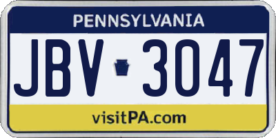 PA license plate JBV3047