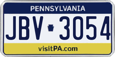 PA license plate JBV3054