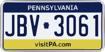 PA license plate JBV3061