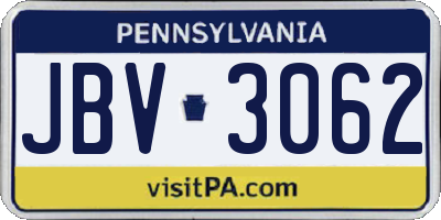 PA license plate JBV3062