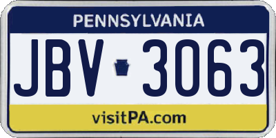 PA license plate JBV3063