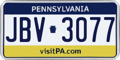 PA license plate JBV3077