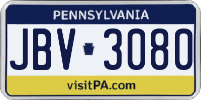 PA license plate JBV3080